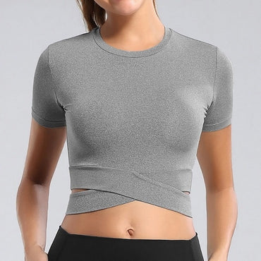 Women Long Sleeve Running Shirts Sexy Exposed Navel Yoga T-shirts Solid Sports Shirts Quick Dry Fitness Gym Crop Tops Sport Wear