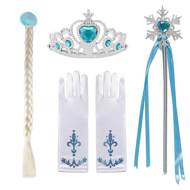 Autumn Winter Frozen 2 Elsa Princess Cosplay Snow Queen Dress Girl White Long Sleeve Mesh Prom Gown Kids Halloween Party Costume