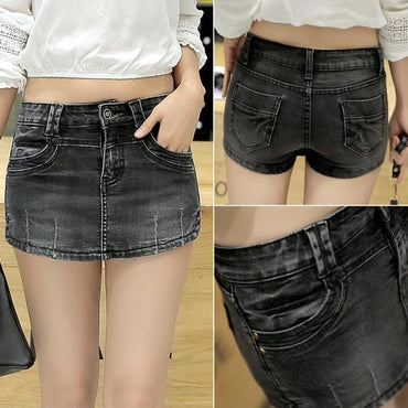 Summer 2018 Denim Skirt Shorts Female Fashion High Waist Stretch All-match Women Shorts Skirt Plus Size Blue Jeans Shorts