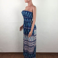 Casual Printed Strapless Maxi Dress