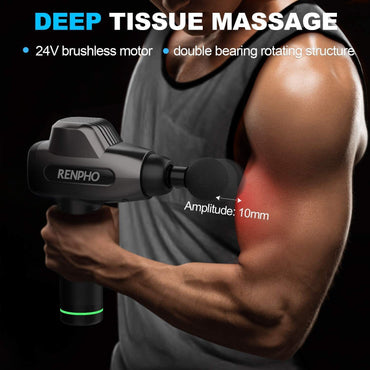 Massage Gun, RENPHO C3 Deep Tissue Muscle Massager, Powerful Percussion Massager Handheld with Portable Case for Home Gym Workouts Equipment, Back Neck Shoulder Soreness Stiffness Knots Tension Relief