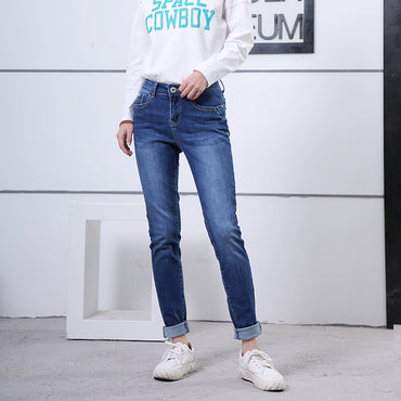 High quality skinny elastic women Jeans high waist pencil jeans long