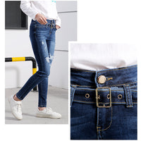High quality skinny elastic women Jeans high waist pencil jeans long