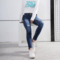 High quality skinny elastic women Jeans high waist pencil jeans long