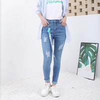 High quality skinny elastic women Jeans high waist pencil jeans long