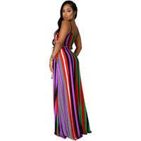 Casual Striped Straps Maxi Dress