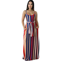 Casual Striped Straps Maxi Dress