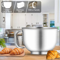 5.8QT 6 Speed Control Electric Stand Mixer with Stainless Steel Mixing Bowl Food Mixer TRUSTMADE