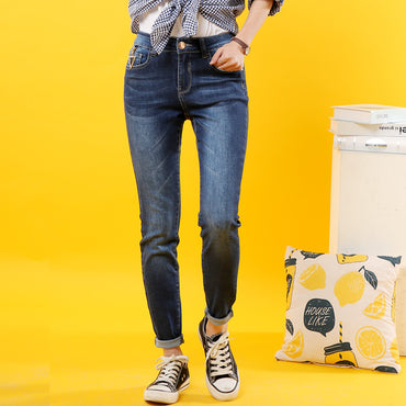 High quality skinny elastic women Jeans high waist pencil jeans long