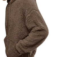 Autumn and winter men's Sherpa pullover hoodie sweatshirt pocket coat fuzzy fluffy jacket