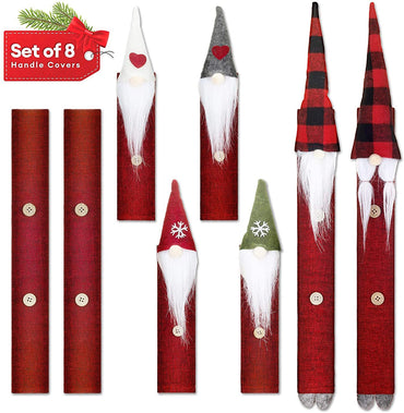 Christmas Decorations Gnomes Refrigerator Handle Covers Set of 8, Kitchen Decor Appliance Handle Covers, Fridge Door Handle Cover Protector Microwave Oven Dishwasher Christmas Holiday Decor