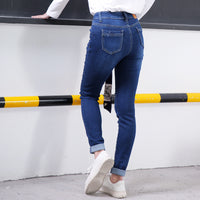 High quality skinny elastic women Jeans high waist pencil jeans long