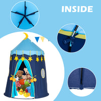 Play Tent for Boys, Kids Castle Playhouse for Children Kids Pop Up Foldable Play House Ball Pit with Sticky Balls Indoor & Outdoor Pitching Activity Games