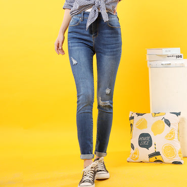 High quality skinny elastic women Jeans high waist pencil jeans long