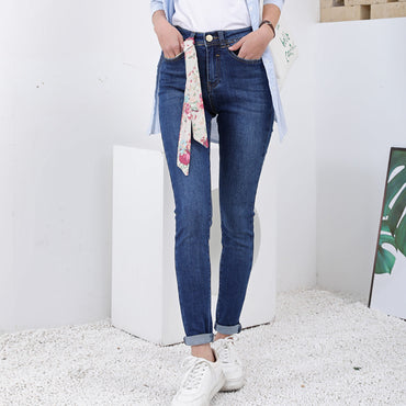 High quality skinny elastic women Jeans high waist pencil jeans long