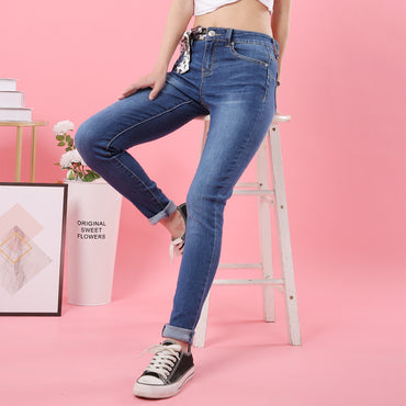High quality skinny elastic women Jeans high waist pencil jeans long