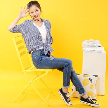 High quality skinny elastic women Jeans high waist pencil jeans long