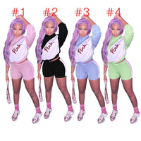 Women Designer Sequin Pink Letter Patchwork Tracksuit Long Sleeve Hooed Hoodies + Shorts Two-piece Suit Casual Sportswear Suit D6208