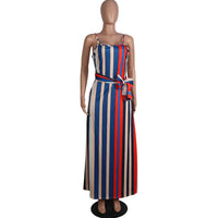 Casual Striped Straps Maxi Dress