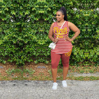 Women PINK Letter Print Tracksuit Sleeveless Striped Vest T Shirt Knee Length Shorts Two Pieces Set Outfits Fashion Designer Casual Sport Suit S-XXXL D62914