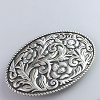 Western Men Zinc alloy Leather Belt Buckle Cowboy Cowgirl Flower Oval Pattern