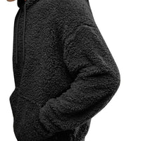 Autumn and winter men's Sherpa pullover hoodie sweatshirt pocket coat fuzzy fluffy jacket