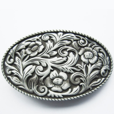 Western Men Zinc alloy Leather Belt Buckle Cowboy Cowgirl Flower Oval Pattern