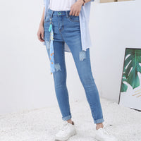 High quality skinny elastic women Jeans high waist pencil jeans long