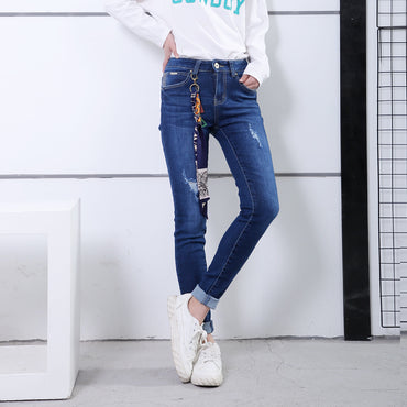High quality skinny elastic women Jeans high waist pencil jeans long