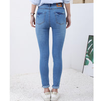 High quality skinny elastic women Jeans high waist pencil jeans long