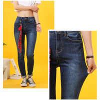 High quality skinny elastic women Jeans high waist pencil jeans long