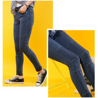 ladies slub stretch jeans women jeans skinny high waist long jeans