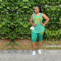 Women PINK Letter Print Tracksuit Sleeveless Striped Vest T Shirt Knee Length Shorts Two Pieces Set Outfits Fashion Designer Casual Sport Suit S-XXXL D62914