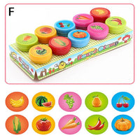 10pcs/Set Children Toy Stamps Cartoon Animals Fruits Traffic Smile Kids Seal For Scrapbooking Stamper DIY cartoon stamper Toys