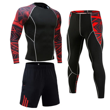 3 Pcs/Set Men's Tracksuit Gym Fitness Compression Sports Suit Clothes Running Jogging Sport Wear Exercise Workout Tights