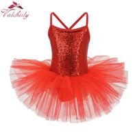 Ballerina Fairy Prom Party Costume Kids Sequined Flower Dress Girls Dance wear Gymnastic Ballet Leotard Tutu Dress