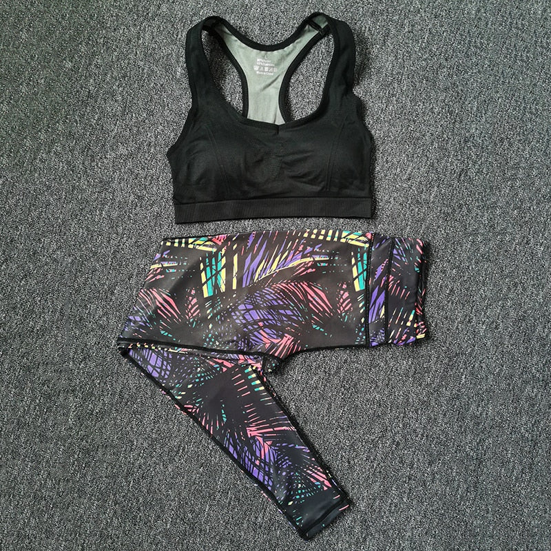 Women's Sports Suits Gym Clothing Yoga Set Running Fitness Sports Bra+Yoga Pants Workout Sets Spring Summer Autumn Sport Wear