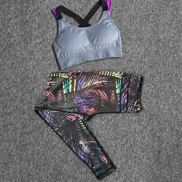 Women's Sports Suits Gym Clothing Yoga Set Running Fitness Sports Bra+Yoga Pants Workout Sets Spring Summer Autumn Sport Wear