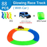 Railway Magical Glowing Flexible Track Car Toys Children Racing Bend Rail Track Led Electronic Flash Light Car DIY Toy Kids Gift