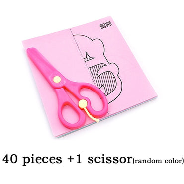 48pcs Children Cartoon DIY Colorful Paper Cutting Folding Toys kingergarden Kids Educational  Art Craft with scissor Tools Gifts