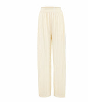 OOTN Khaki Pleated Wide Leg Pants Women Trousers Elegant Casual Palazzo Pants Elastic High Waist Ruched Oversized Pants Ladies