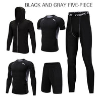 5 Pcs/Set Men's Tracksuit Sports Suit Gym Fitness Compression Clothes Running Jogging Sport Wear Exercise Workout Tights