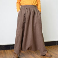 Women Harem Pants Trousers Boho Mid Waist Pants Women Solid Check Pants Baggy Wide Leg Casual Capris 2021