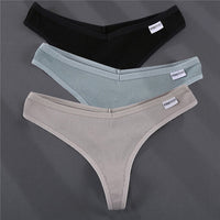 3PCS/Set G-string Panties Cotton Women's Underwear Sexy Panties Female Underpants Thong Solid Color Pantys Lingerie M-XL Design
