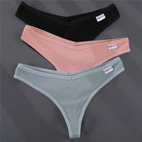 3PCS/Set G-string Panties Cotton Women's Underwear Sexy Panties Female Underpants Thong Solid Color Pantys Lingerie M-XL Design