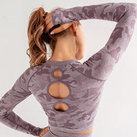 Women Seamless Push Up Sport set  Women's Sports Crop Top sport legging Wear Woman long sleeve Yoga Fitness Sexy Back Along Buy