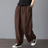 Women Harem Pants Trousers Boho Mid Waist Pants Women Solid Check Pants Baggy Wide Leg Casual Capris 2021