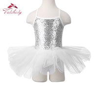 Ballerina Fairy Prom Party Costume Kids Sequined Flower Dress Girls Dance wear Gymnastic Ballet Leotard Tutu Dress