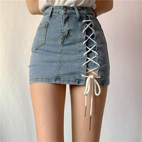 summer denim high waist criss-cross bandage skirt shorts women fashion sexy tight elastic short jeans womens clothing 2020