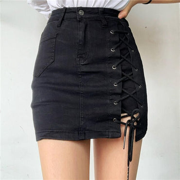 summer denim high waist criss-cross bandage skirt shorts women fashion sexy tight elastic short jeans womens clothing 2020